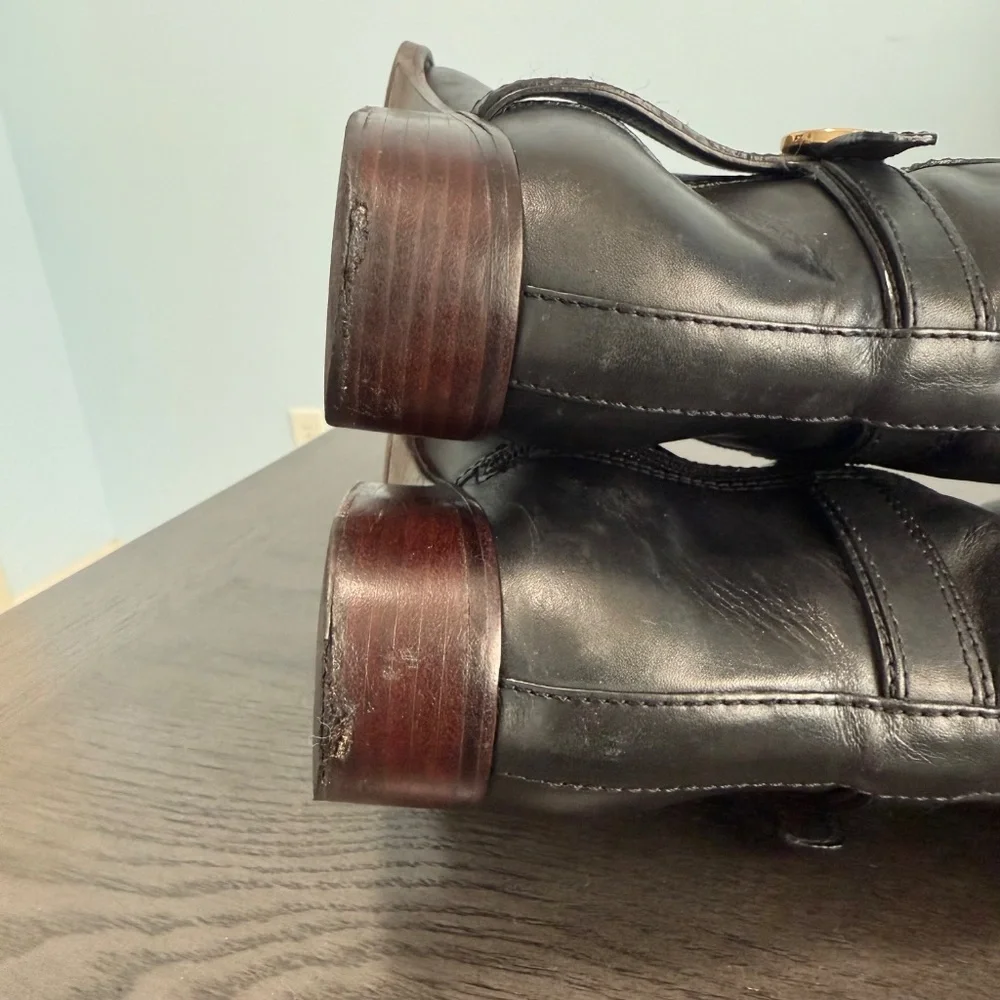 Tory Burch Black Leather Riding Boot Size 9 M‎